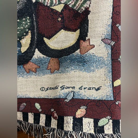 Sandy Gore Evans Penguins Promenade Tapestry Throw Christmas Blanket - Picture 5 of 6